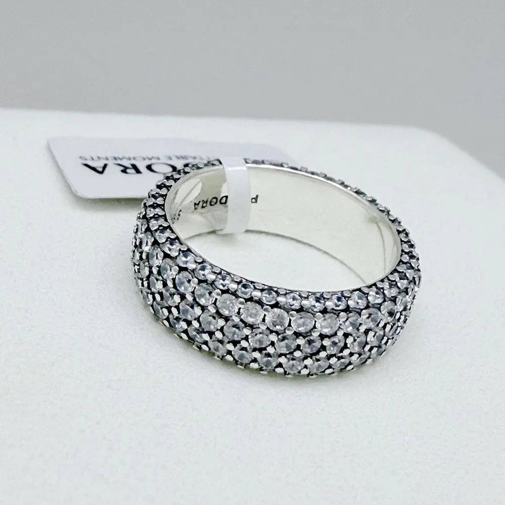 Pandora Timeless Pave Triple-Row Ring Size 7